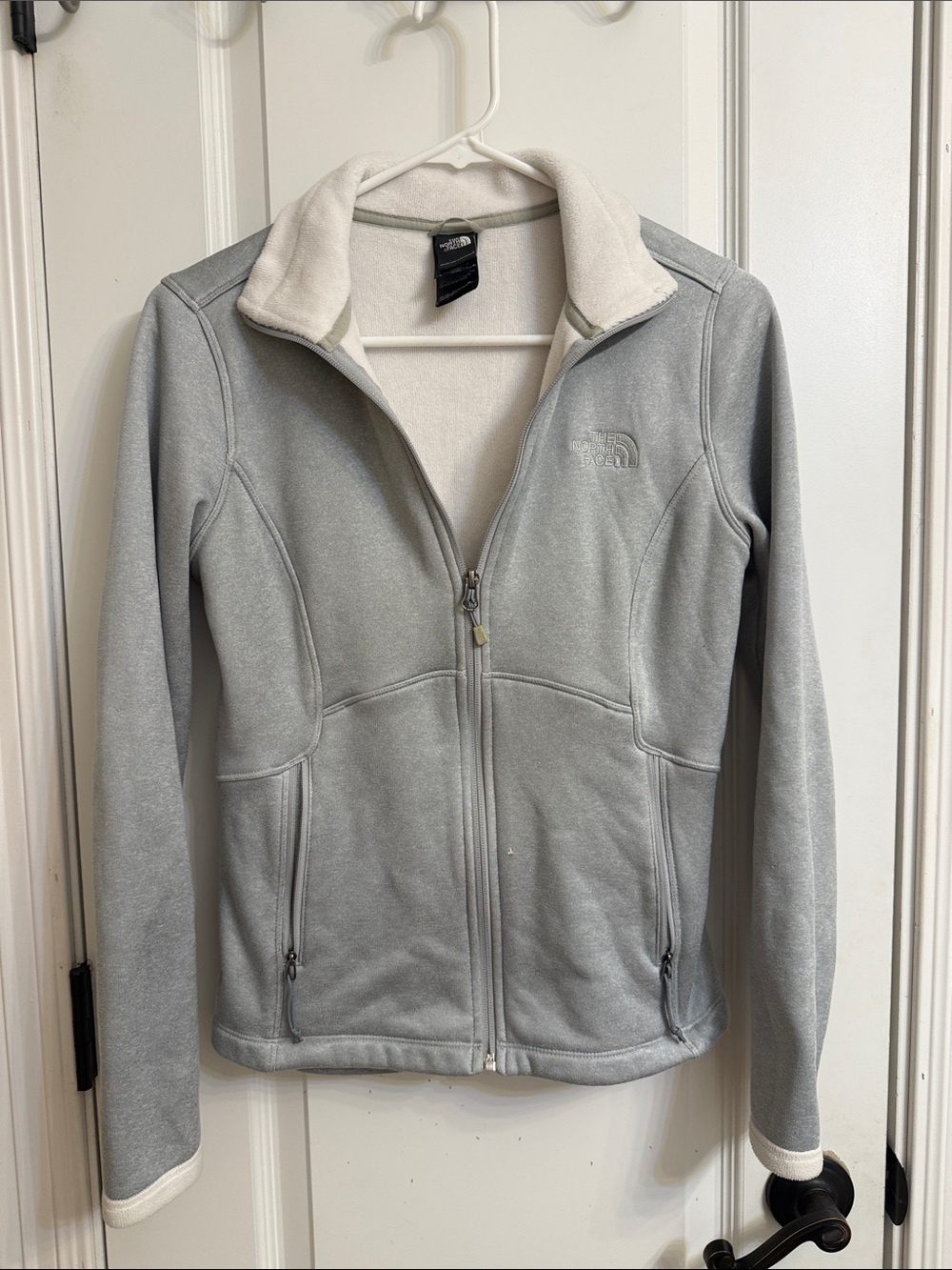 The North Face Women's Light Gray Zip-Up Fleece Jacket